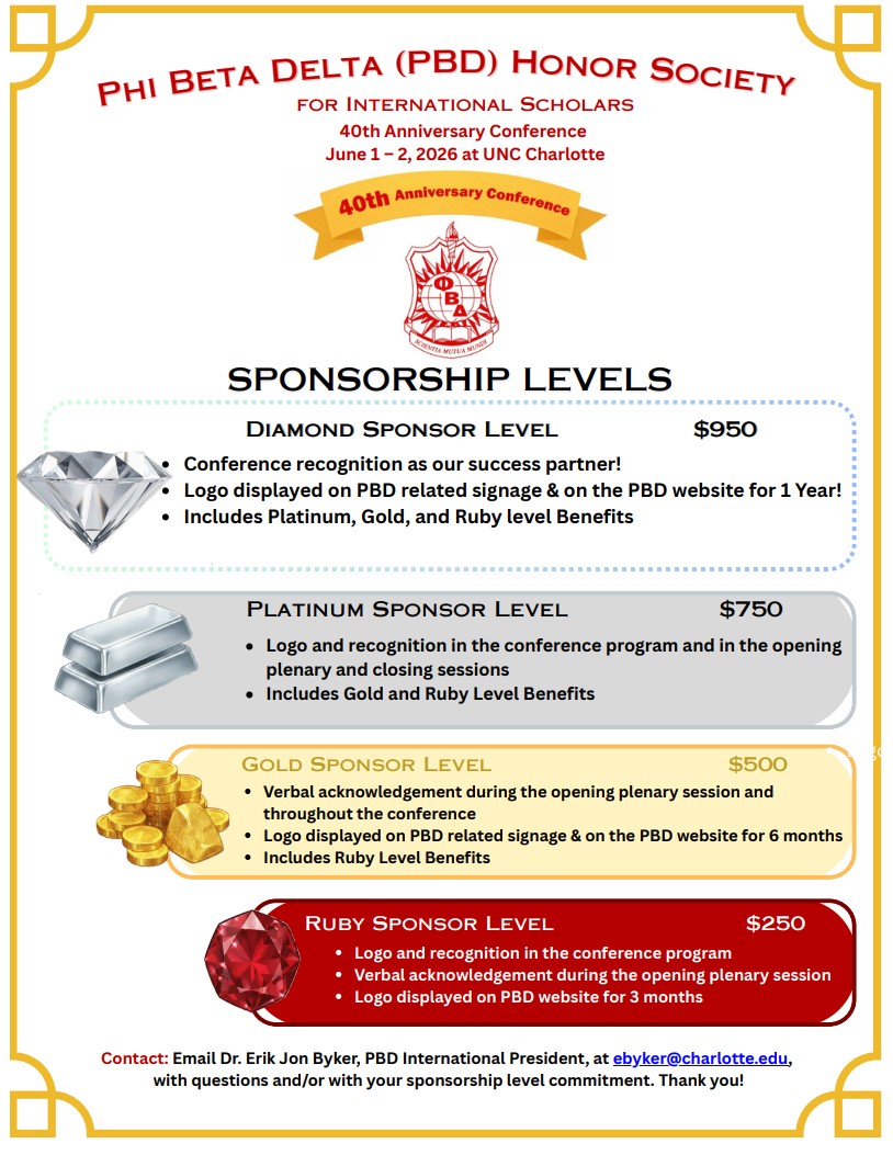Sponsorship Levels 40th Conference